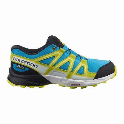 Salomon SPEEDCROSS CLIMASALOMON™ WATERPROOF - Lasten Polkujuoksukengät - Sininen/Vihreä